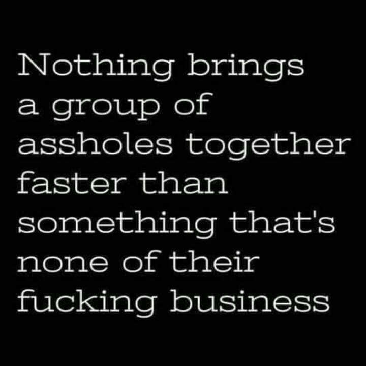 Nothing brings a group of assholes together faster …